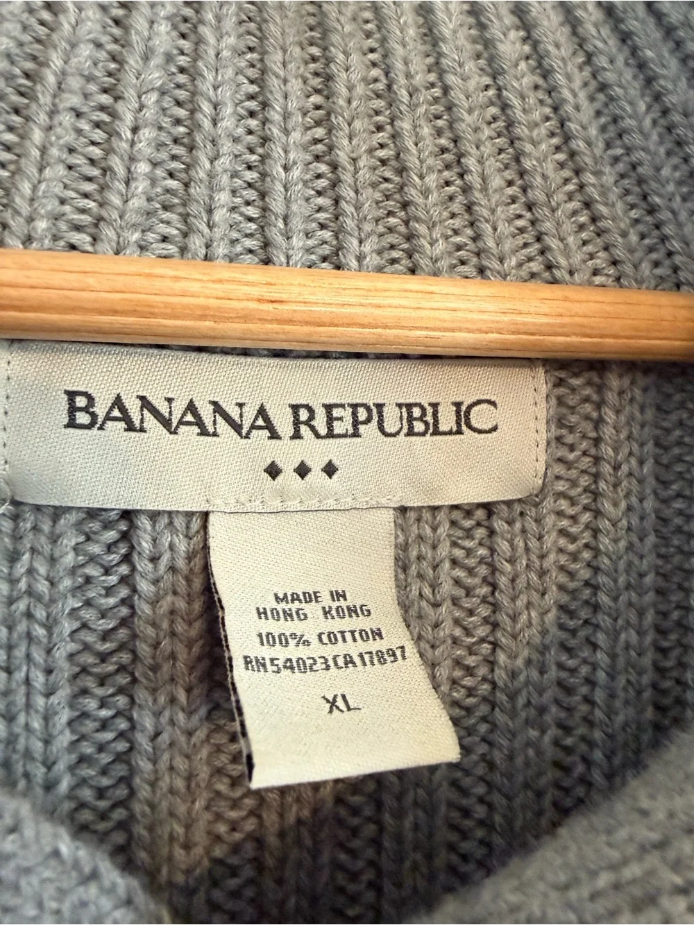 Banana Republic Ribbed Sweater 100% Cotton Grey Mockneck Pullover Men’s Size XL